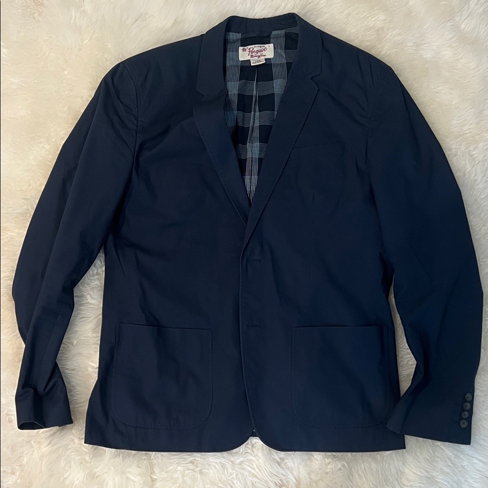 Original Penguin Navy Blazer with Checkered Lining size L